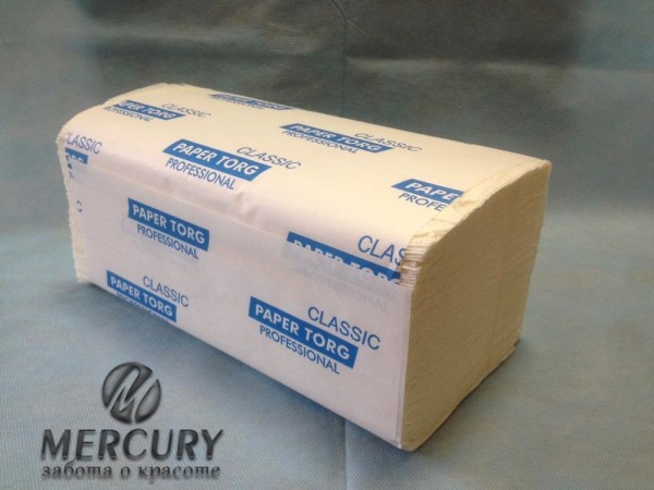 Полотенца бумажные Paper Torg, Белые с тиснением , 1- слойн., ZZ сложения для диспенсеров, 250 листов