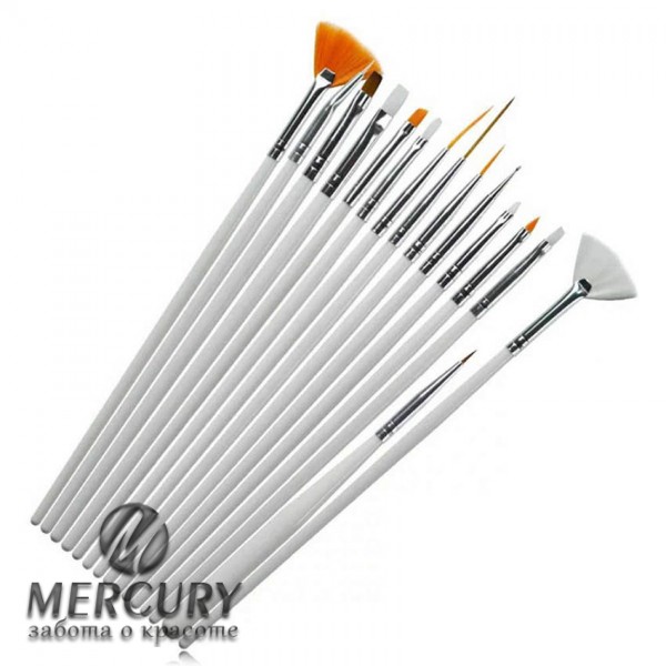 Кисточки для маникюра в наборе 15шт. 