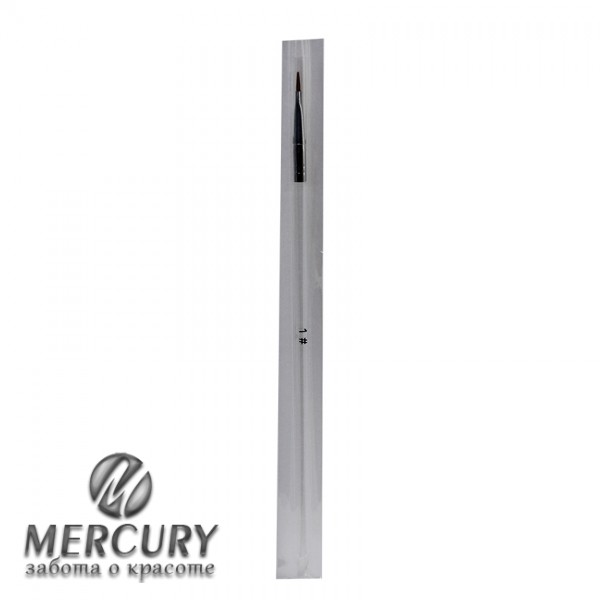 Кисть для геля "прямая" с прозрачной ручкой №1