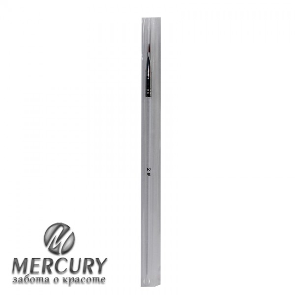 Кисть для геля "прямая" с прозрачной ручкой №2