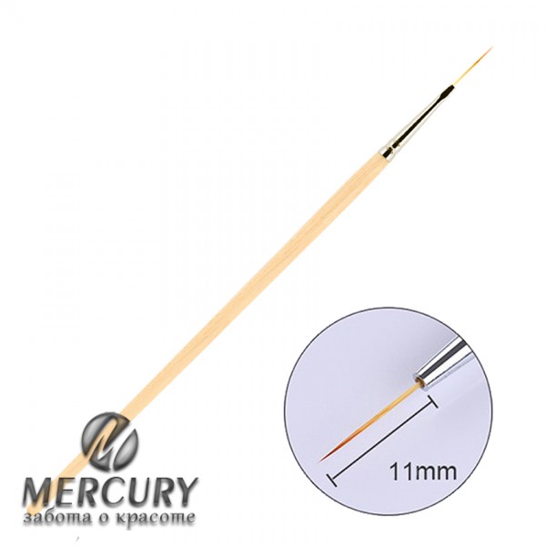 Тонкая кисть для ногтевого дизайна, волосок, 11мм