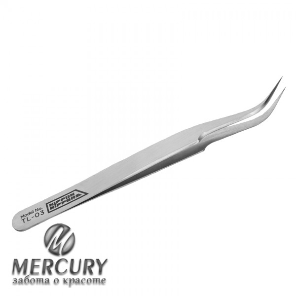 NN_TL-03 Пинцет для наращивания ресниц, изогнутый, 120мм, ручная заточка