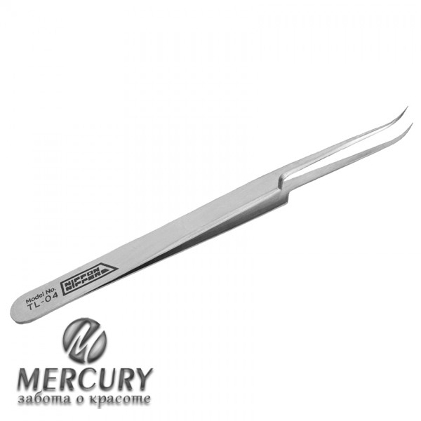 NN_TL-04 Пинцет для наращивания ресниц, изогнутый, 125 мм, ручная заточка 