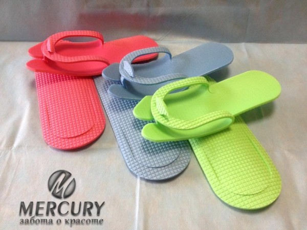 Тапочки КОМФОРТ педикюрные 5 мм, рифленые (25 пар), Цвета в ассортименте