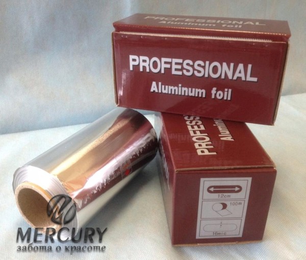 Фольга алюминевая, 16 мкр. рулон 12 см х 100 м, в коробочке