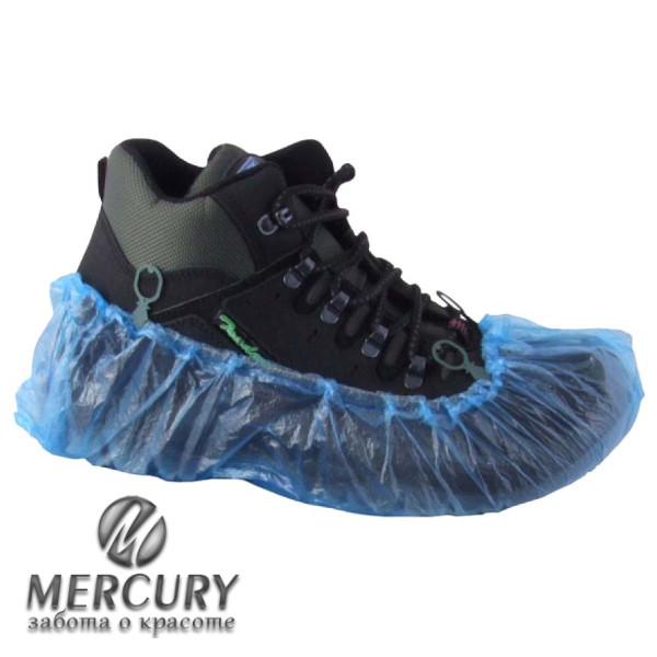 БАХИЛЫ ЛЮКС для обуви. Двойная резинка, с двойной подошвой, синие, 25 пар