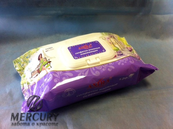 Салфетки PARIS влажные 120 шт, освежающие, аромат Paris - AMRA Travel