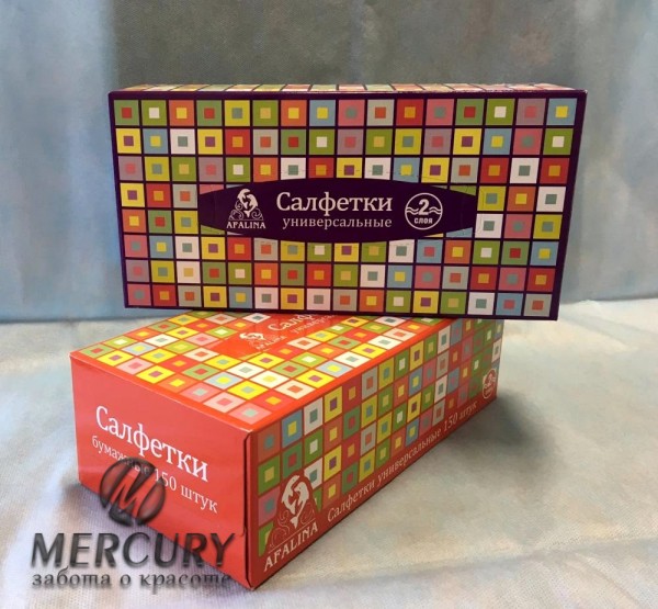 Салфетка Бумажная, "Клетка", 2-х слойная, вытяжная - 150 шт в коробке