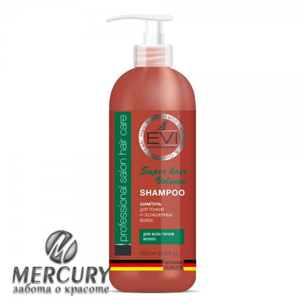 Шампунь объем и сила для тонких и ослабленных волос EVI 1000мл